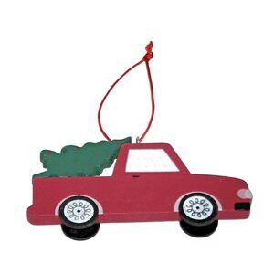Red Truck Christmas Tree Christmas Ornament Wood